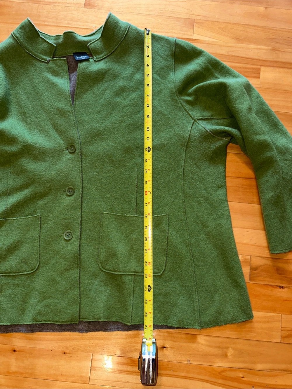Eileen Fisher Woman Green Merino Wool Jacket 96% Wool Button Front Pockets 2X - Picture 11 of 11
